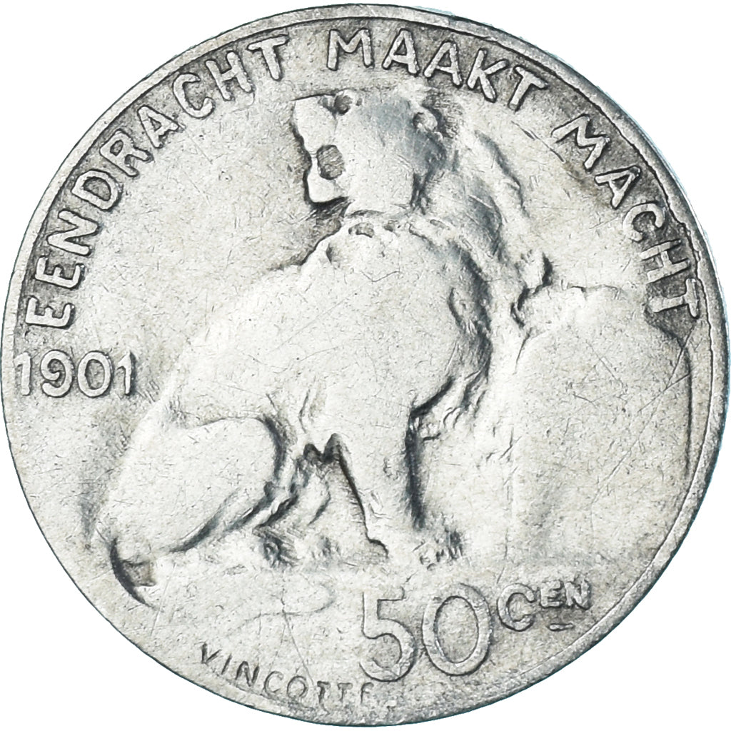 Monnaie, Belgique, Leopold II, 50 Centimes, 1901, Bruxelles, B+, Argent, KM:51