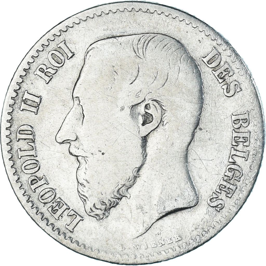 Coin, Belgium, Leopold II, Franc, 1867, Brussels, VF(20-25), Silver, KM:28.1