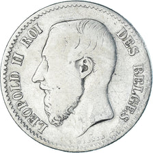 Coin, Belgium, Leopold II, Franc, 1867, Brussels, VF(20-25), Silver, KM:28.1