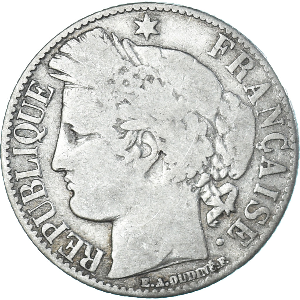 Moneta, Francia, Cérès, Franc, 1872, Bordeaux, B+, Argento, KM:822.2