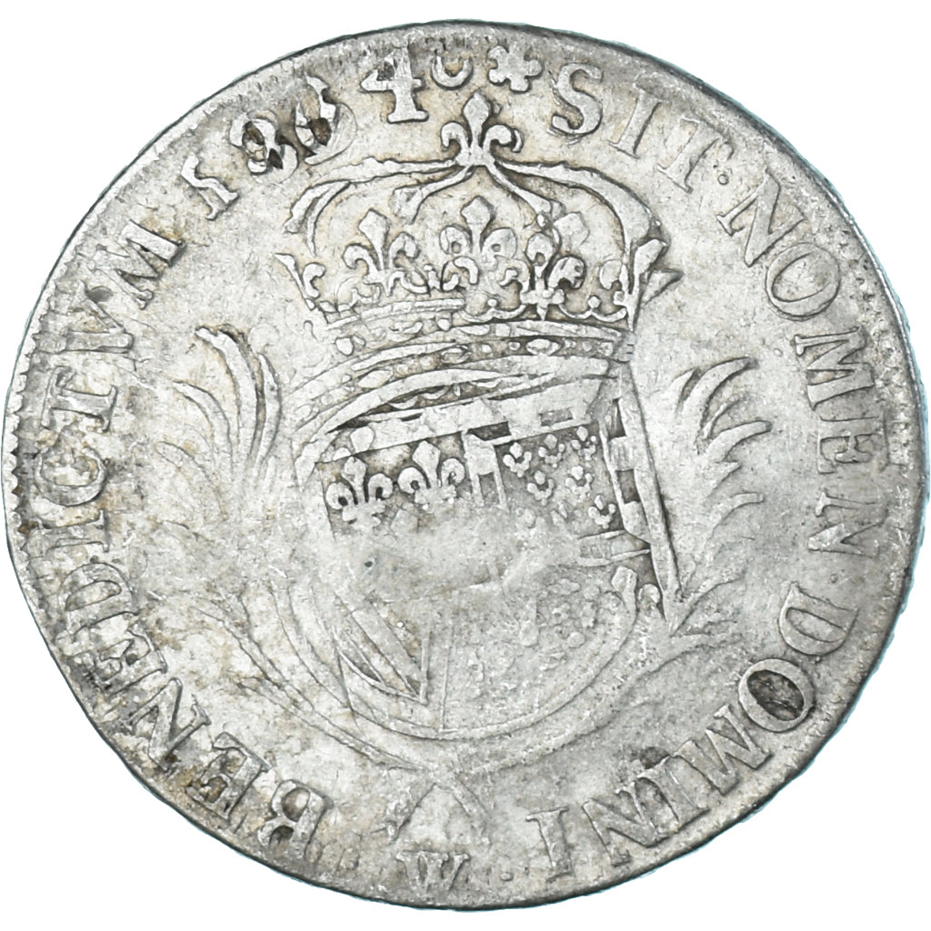 Moneta, Francia, Louis XIV, 1/2 Ecu de Flandre aux palmes, 1694, Lille, MB