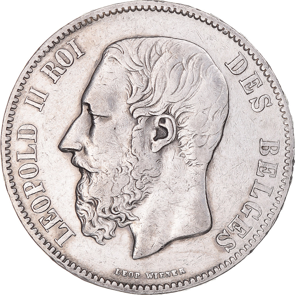 Coin, Belgium, Leopold II, 5 Francs, 5 Frank, 1870, EF(40-45), Silver, KM:24