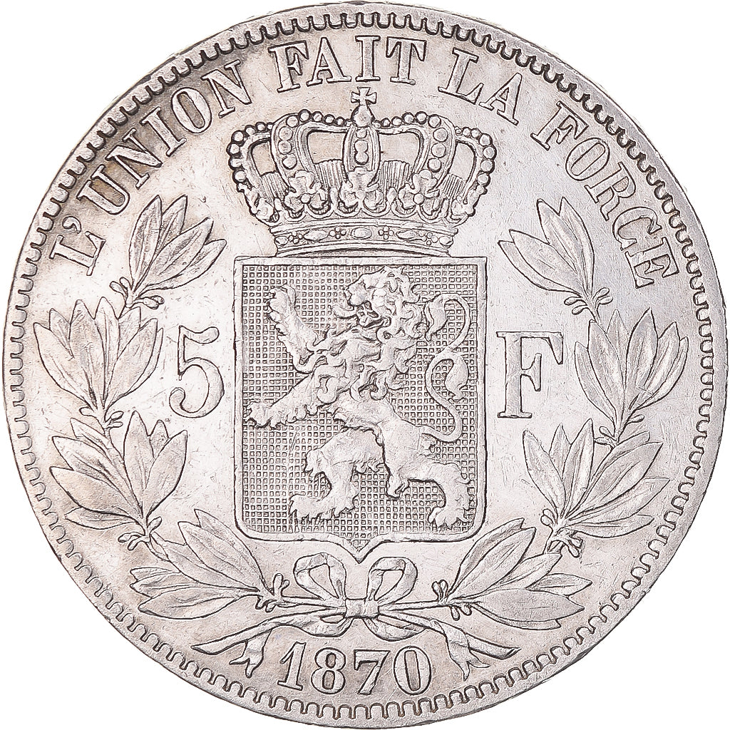 Coin, Belgium, Leopold II, 5 Francs, 5 Frank, 1870, EF(40-45), Silver, KM:24