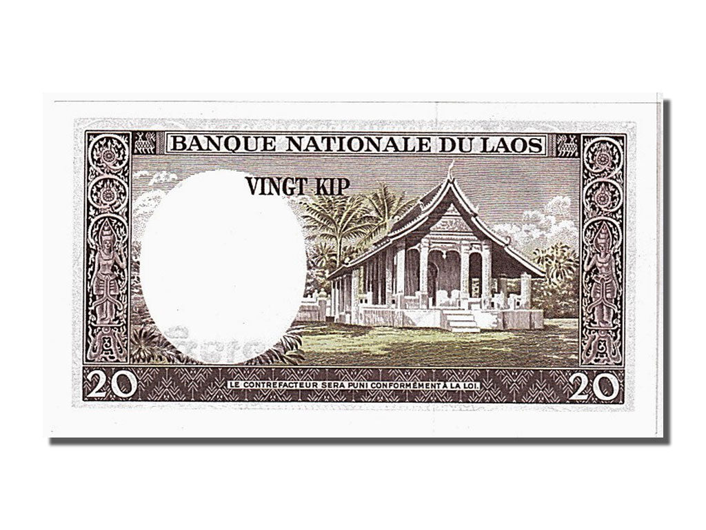 Banconote, Laos, 20 Kip, 1963, FDS