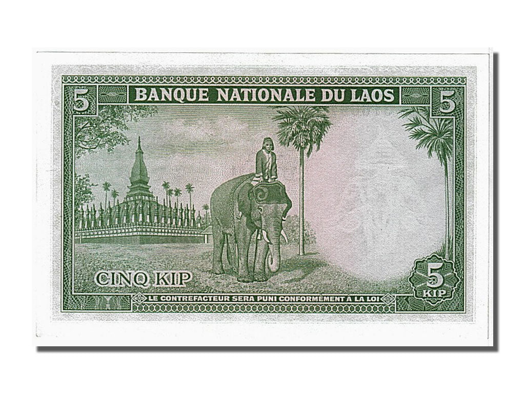 Geldschein, Lao, 5 Kip, 1962, UNZ