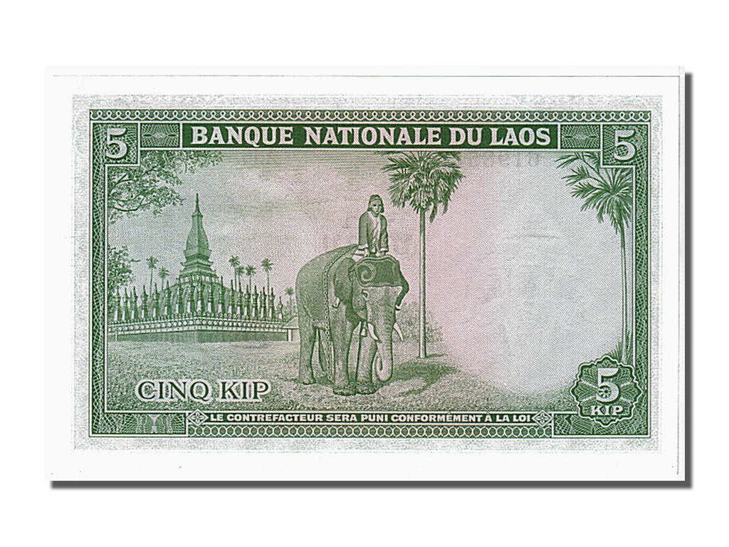 Geldschein, Lao, 5 Kip, 1962, UNZ