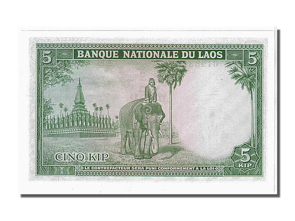 Geldschein, Lao, 5 Kip, 1962, UNZ