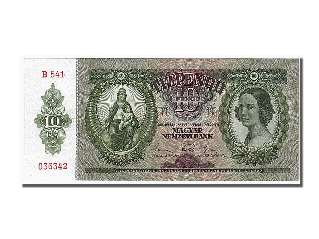 Banknote, Hungary, 10 Pengö, 1936, 1936-12-22, UNC(65-70)