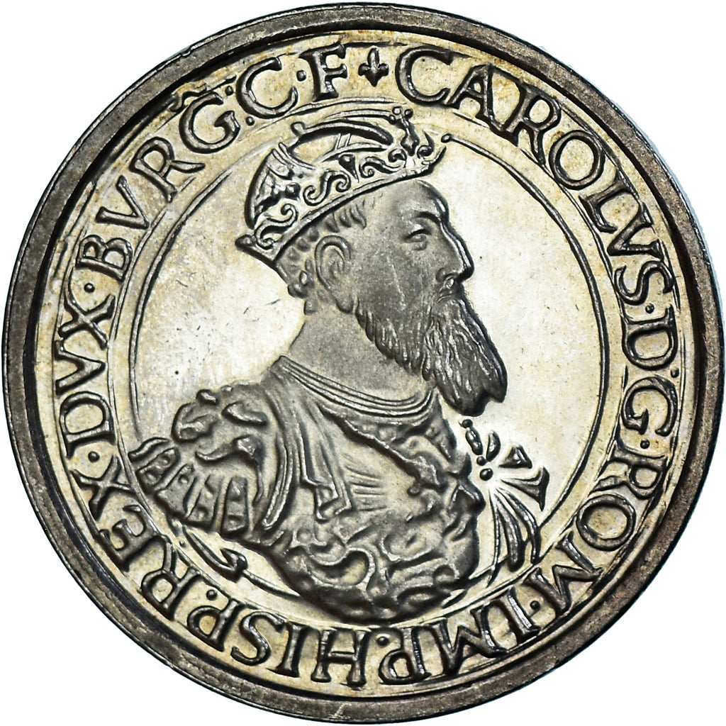 Munten, België, Charles Quint, 5 Ecu, 1987, Brussels, PR, Zilver, KM:166