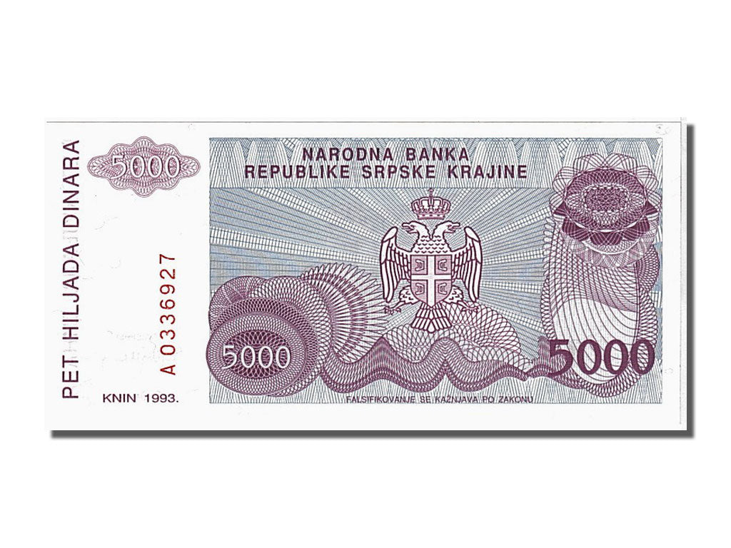 Banconote, Croazia, 5000 Dinara, 1993, FDS