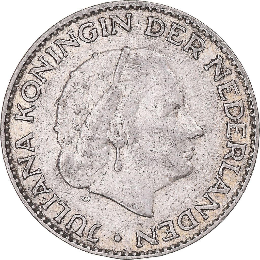 Coin, Netherlands, Juliana, Gulden, 1956, EF(40-45), Silver, KM:184