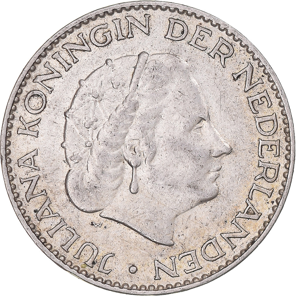 Munten, Nederland, Juliana, Gulden, 1957, ZF, Zilver, KM:184