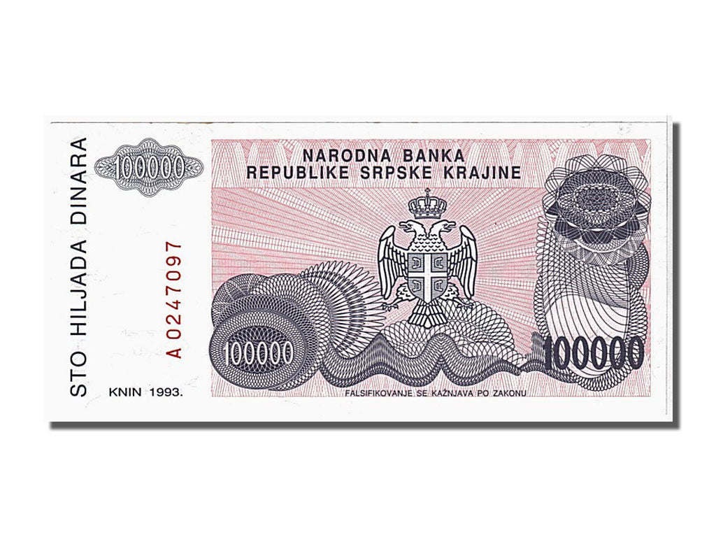 Banknote, Croatia, 100,000 Dinara, 1993, UNC(65-70)