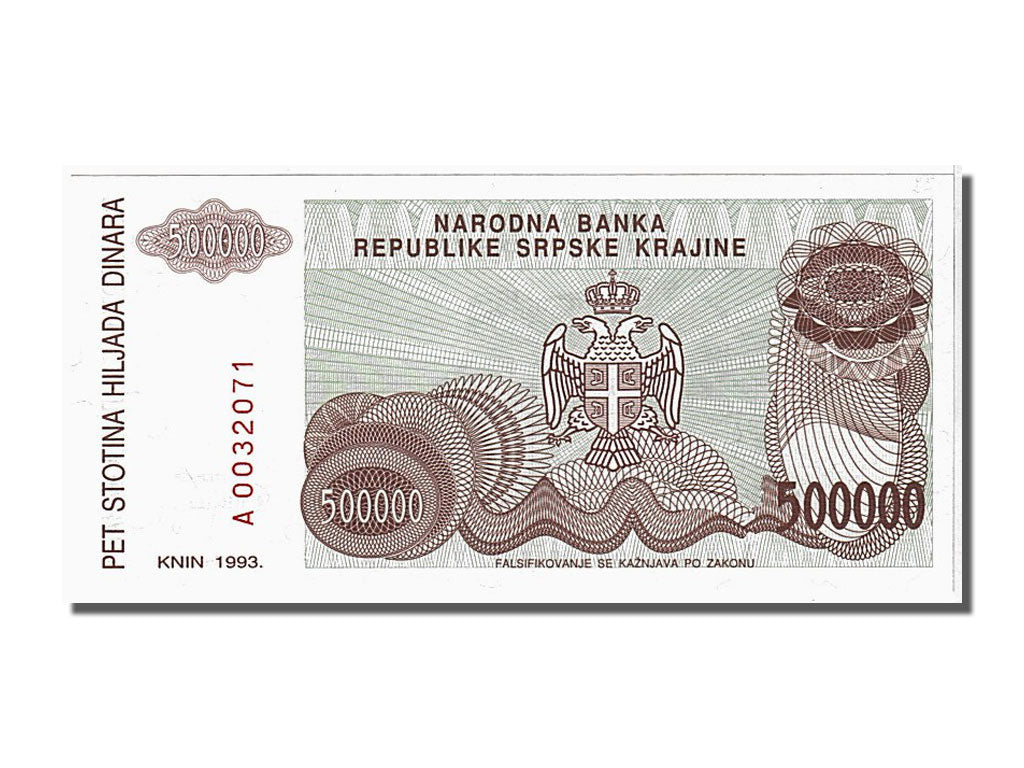 Banknote, Croatia, 500,000 Dinara, 1993, UNC(65-70)