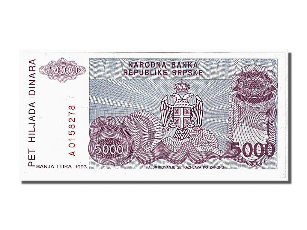 Banknote, Bosnia - Herzegovina, 5000 Dinara, 1993, UNC(65-70)