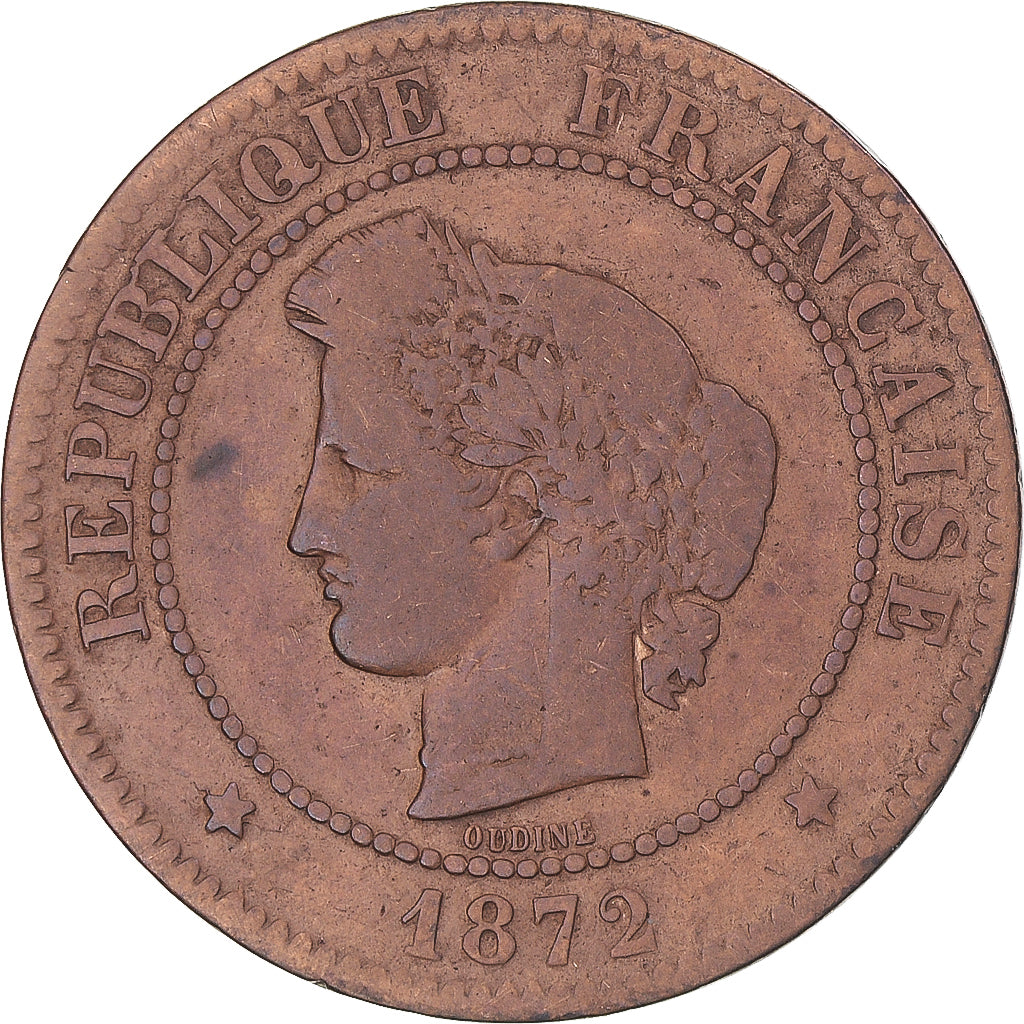 Münze, Frankreich, Cérès, 5 Centimes, 1872, Bordeaux, S, Bronze, KM:821.2