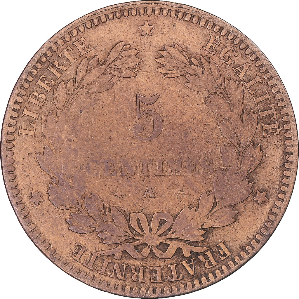 Coin, France, Cérès, 5 Centimes, 1871, Paris, VF(20-25), Bronze, KM:821.1