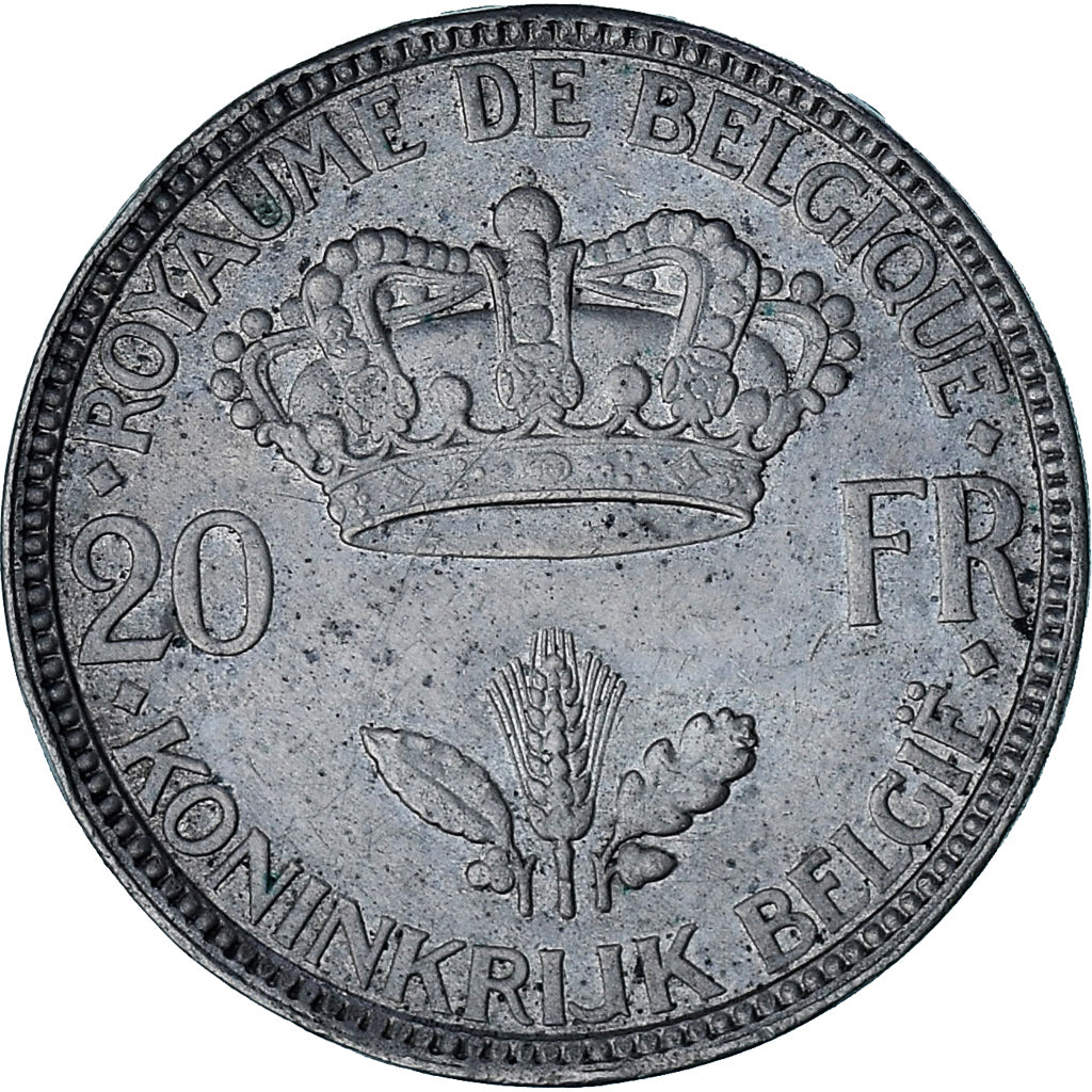 Moneta, Belgio, Leopold III, 20 Francs, 20 Frank, 1935, Tranche B, BB, Argento