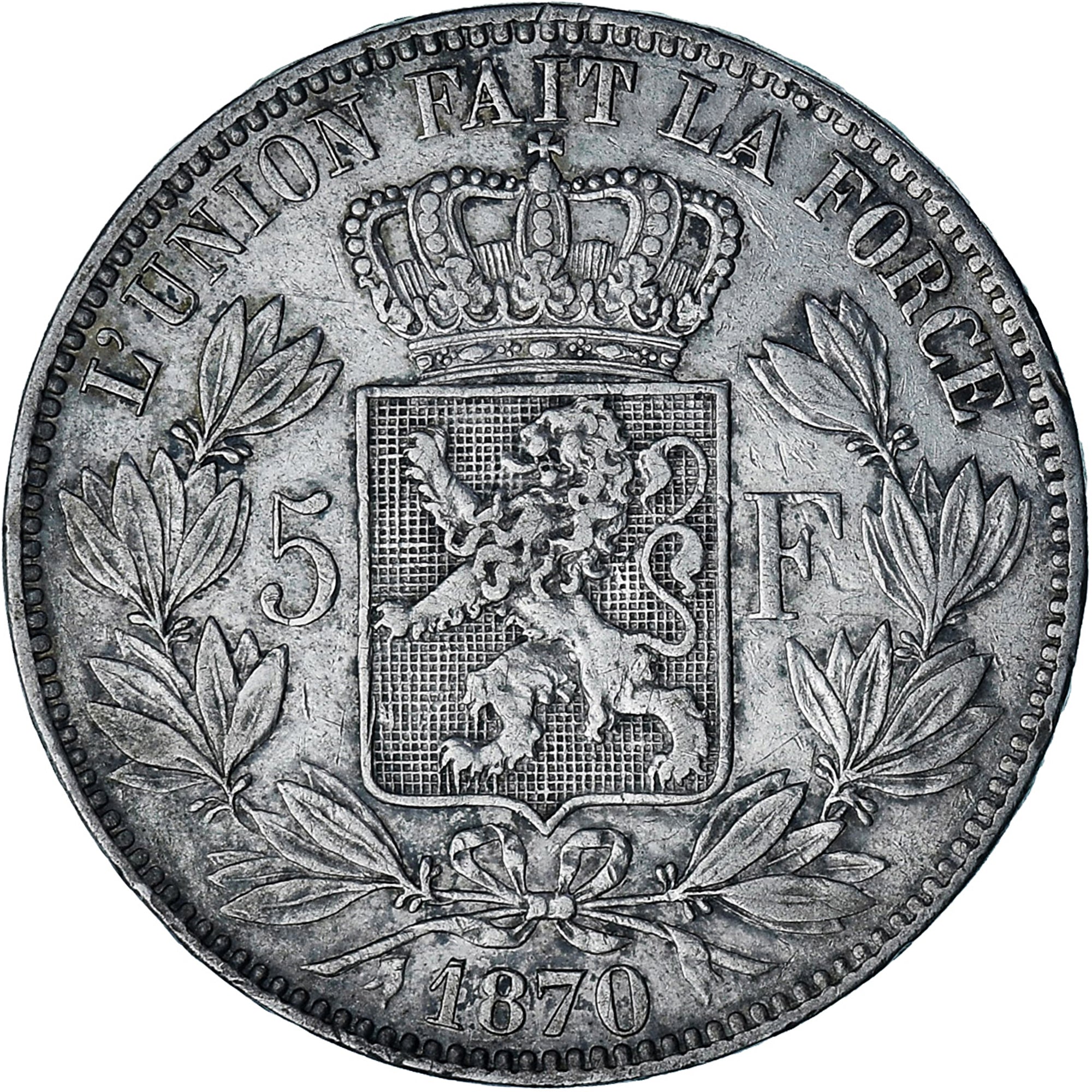Coin, Belgium, Leopold II, 5 Francs, 5 Frank, 1870, EF(40-45), Silver, KM:24