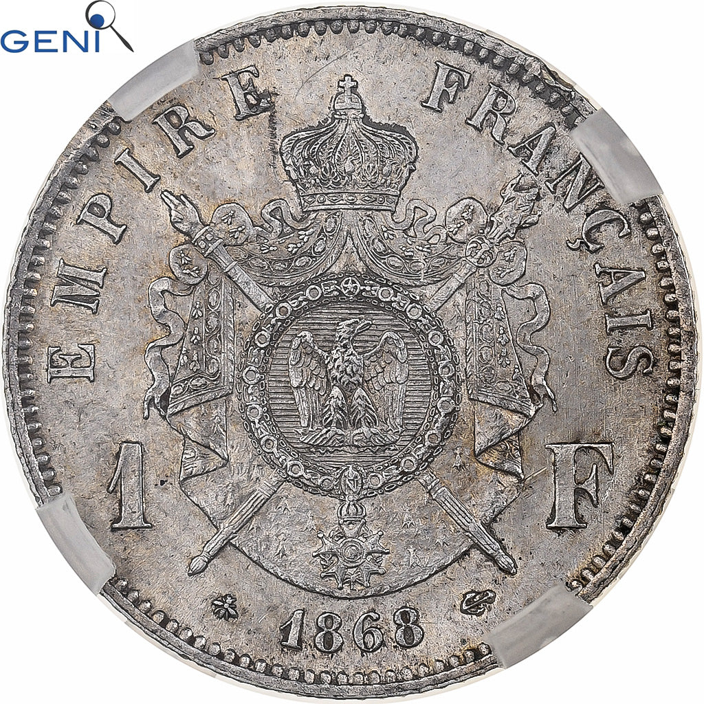 Frankrijk, Napoleon III, Franc, 1868, Paris, Zilver, GENI, UNC, Gadoury:463
