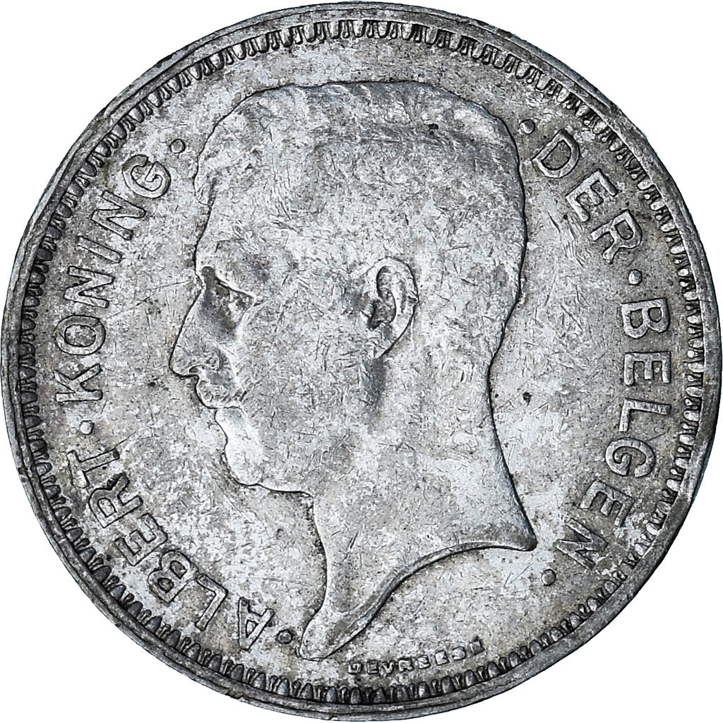 Munten, België, Albert I, 20 Francs, 20 Frank, 1934, ZF, Zilver, KM:104.1