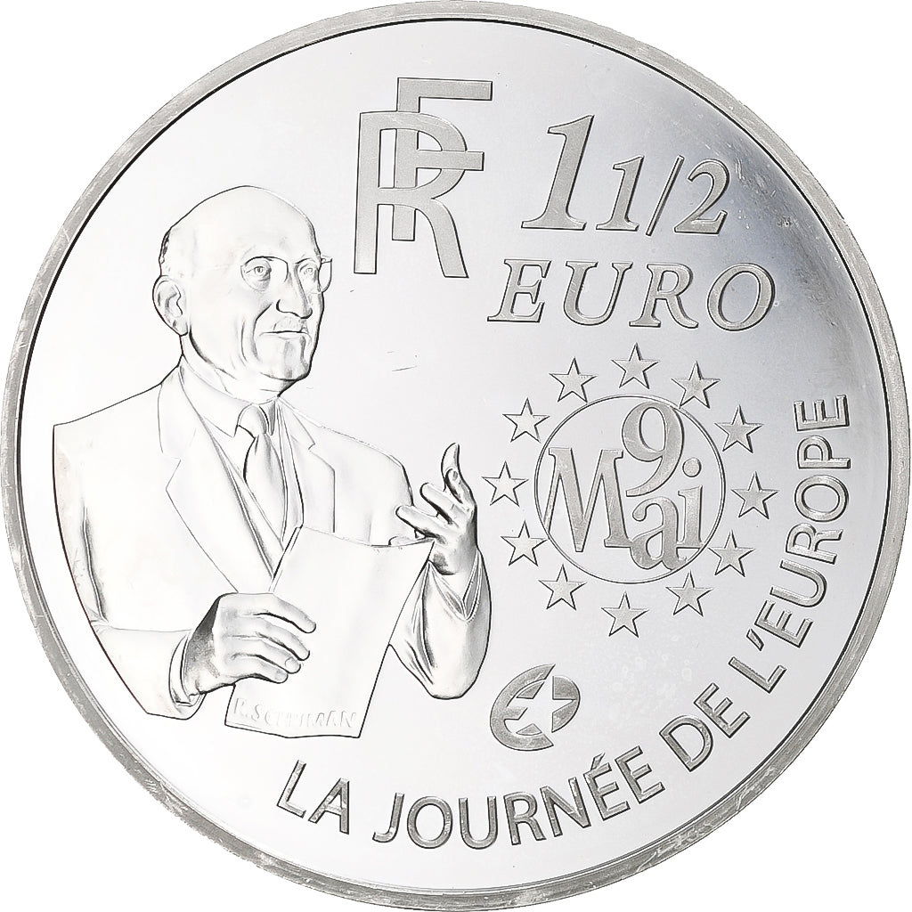 France, La Journée De L'Europe, 1-1/2 Euro, 2005, Paris, Proof, FDC, Argent