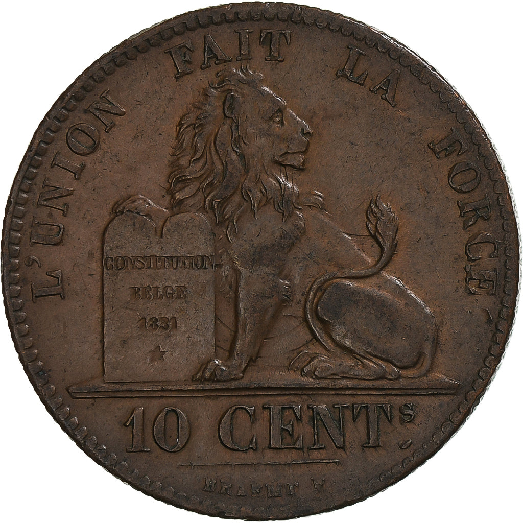 Coin, Belgium, Leopold I, 10 Centimes, 1832, Brussels, AU(50-53), Copper, KM:2.1