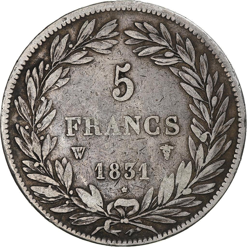Coin, France, Louis-Philippe, 5 Francs, 1831, Lille, VF(30-35), Silver