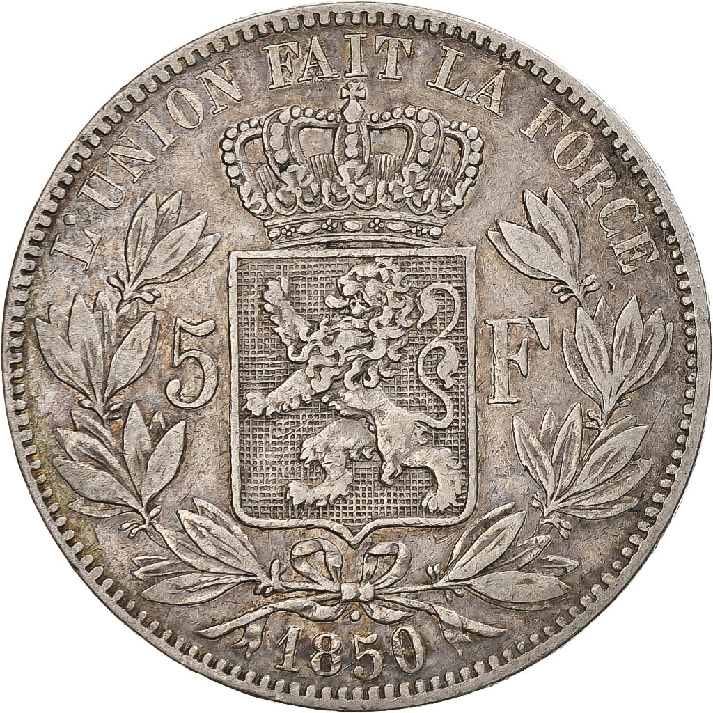 Coin, Belgium, Leopold I, 5 Francs, 5 Frank, 1850, Brussels, EF(40-45), Silver