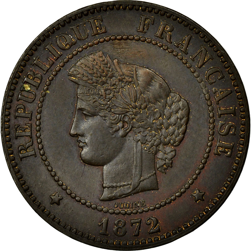 France, 5 Centimes, Cérès, 1872, Bordeaux, Bronze, MS(60-62), Gadoury:157a