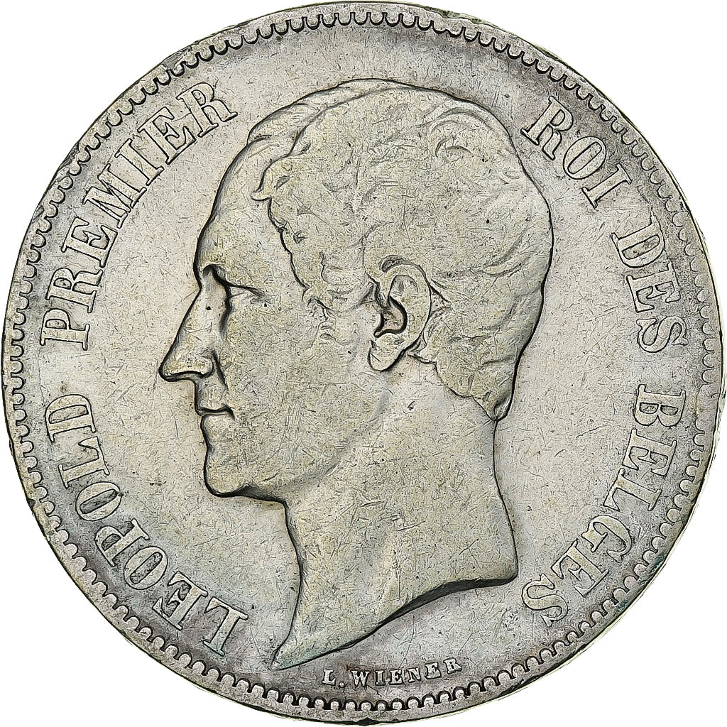 Bélgica, Leopold I, 5 Francs, 5 Frank, 1851, Plata, BC+, KM:17