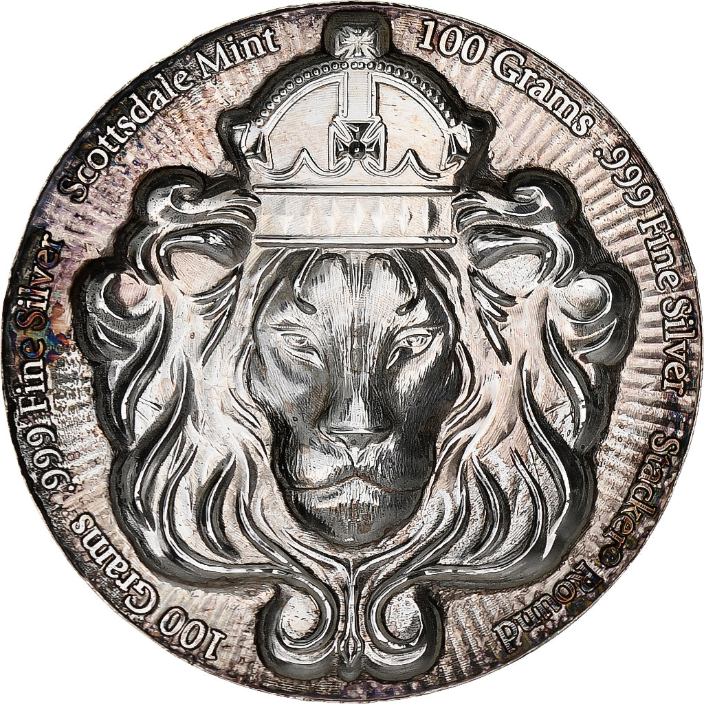 Great Britain, 3.215 Troy Oz, Silver Lion, Scottsdale, Silver, MS(65-70)