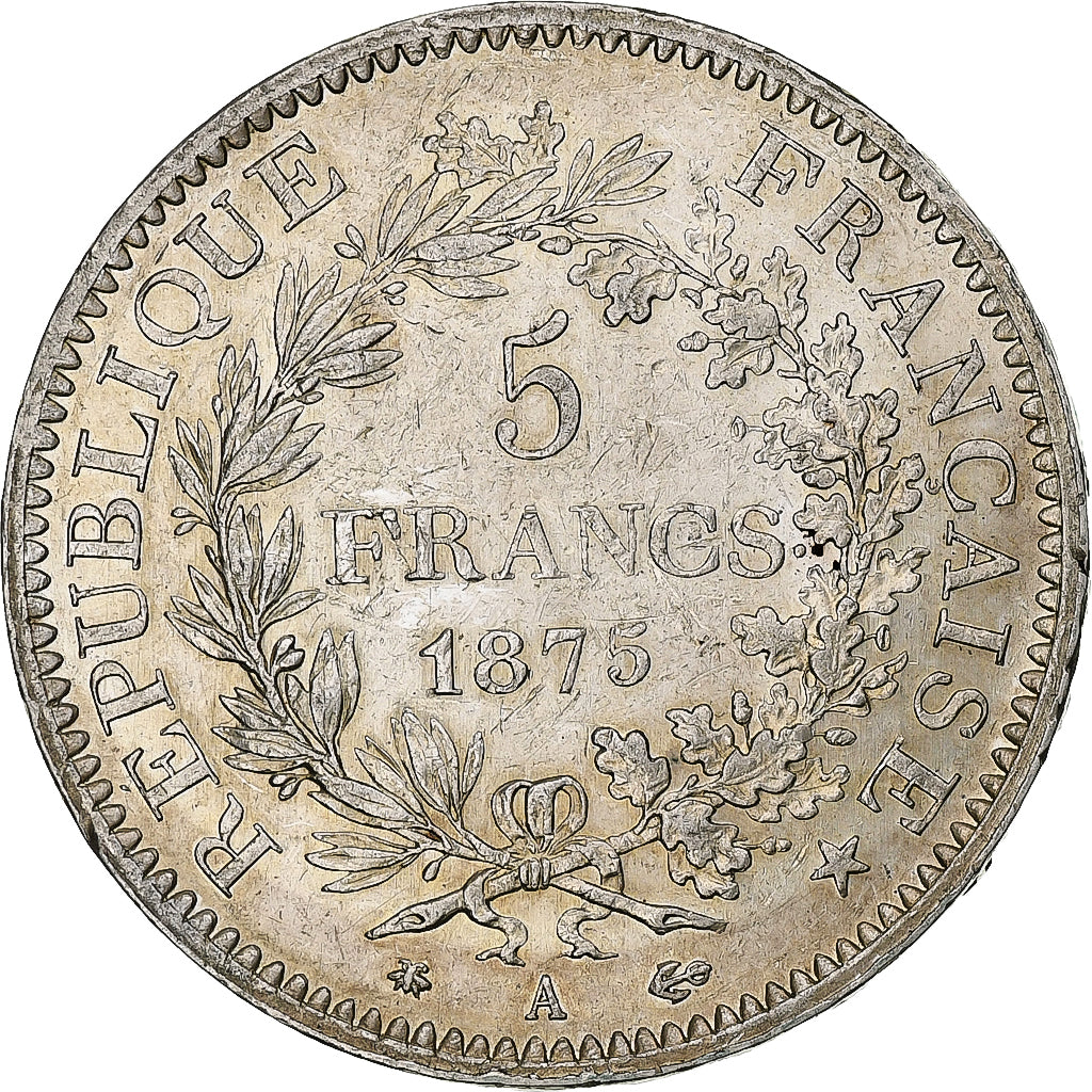 France, 5 Francs, Hercule, 1875, Paris, Silver, AU(50-53), Gadoury:745a