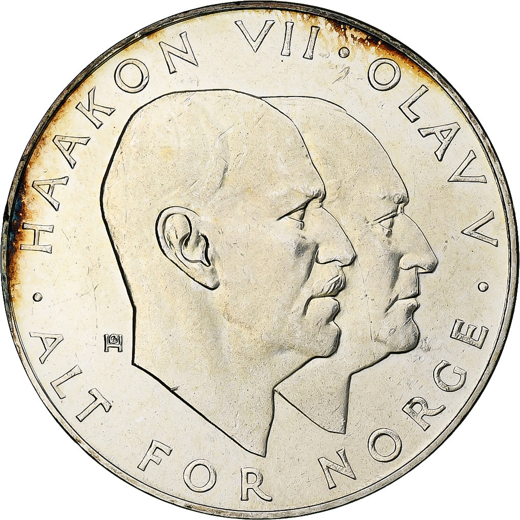Norway, Olav V, 25 Kroner, 1970, Silver, AU(55-58), KM:414
