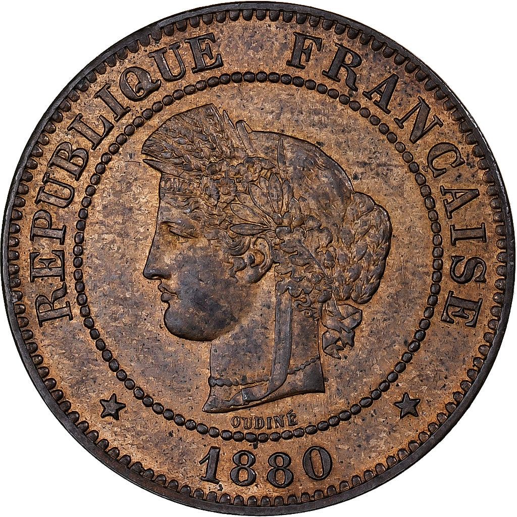 Francia, 5 Centimes, Cérès, 1880, Paris, faisceau, Bronce, EBC+, Gadoury:157a