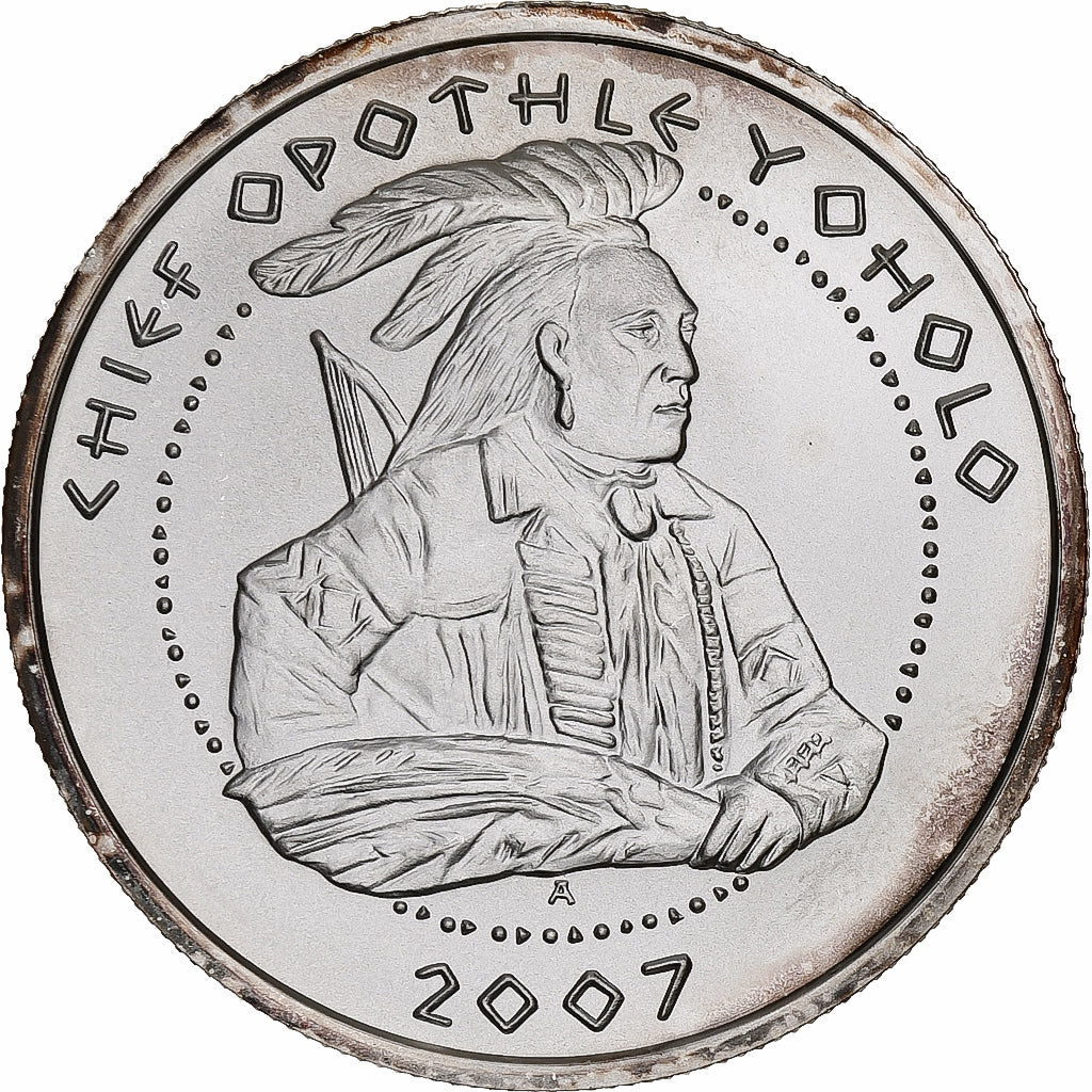 Estados Unidos, Dollar, Poarch Creek Indians, 2007, Flan mat, Plata, FDC