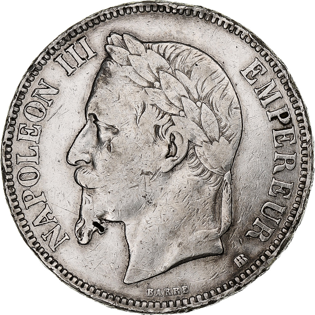 France, Napoleon III, 5 Francs, 1868, Strasbourg, Silver, VF(30-35)
