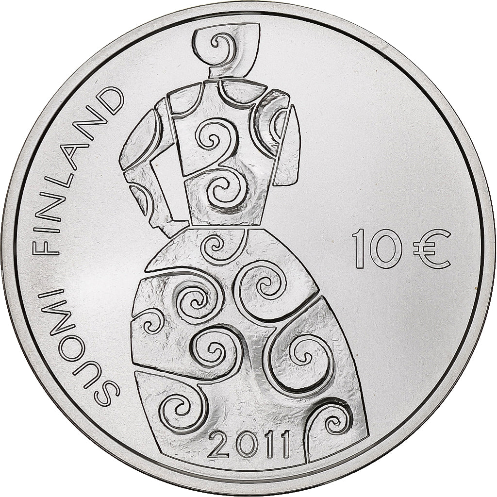 Finlandia, 10 Euro, Proof, 2011, Vantaa, Srebro, MS(63), KM:165