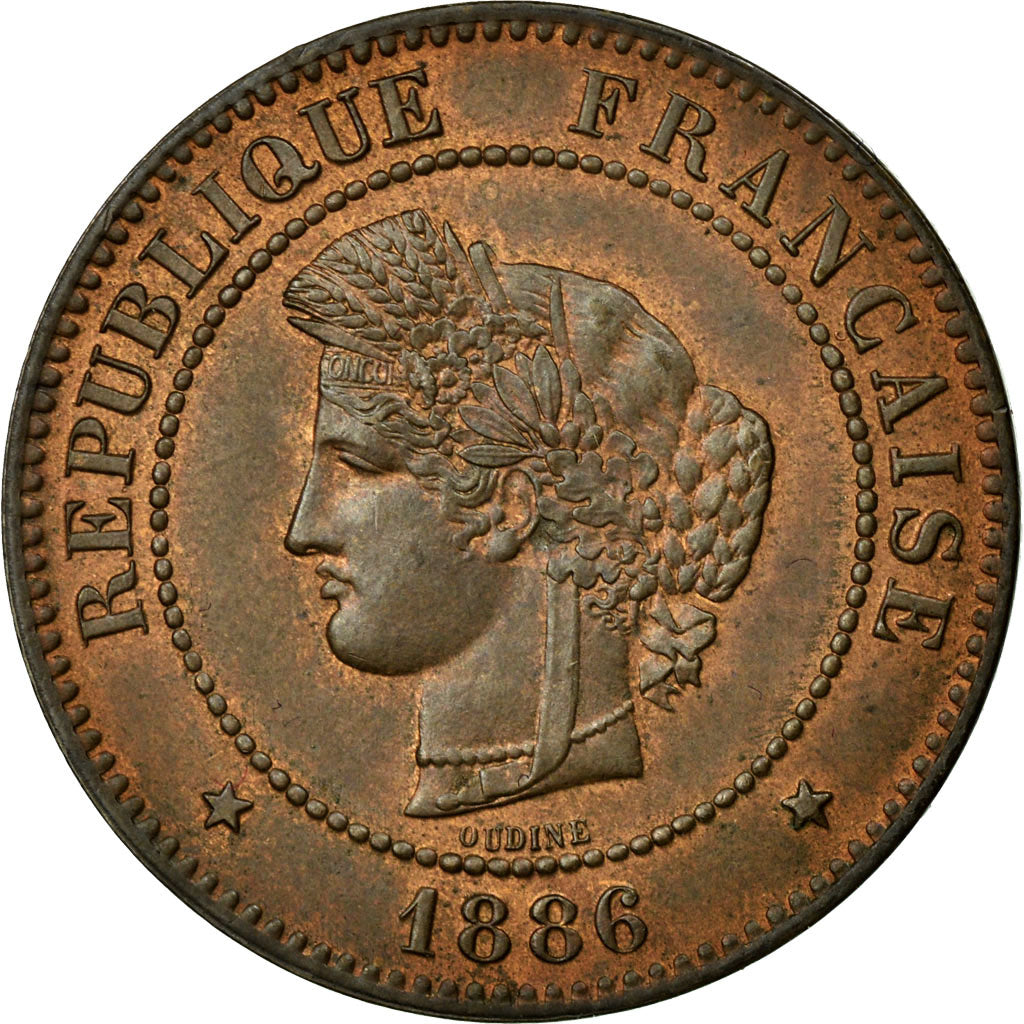Coin, France, Cérès, 5 Centimes, 1886, Paris, MS(60-62), Bronze, Gadoury:157a
