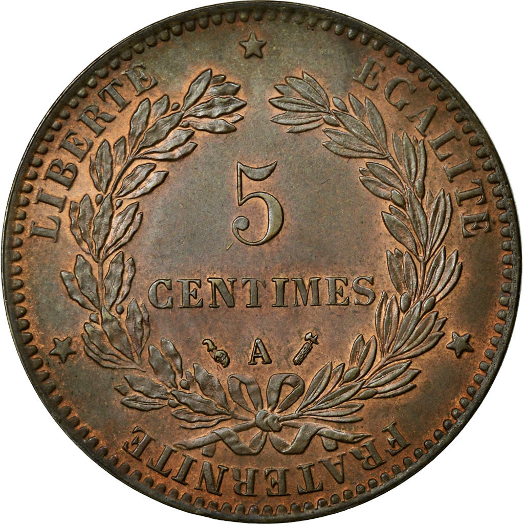 Coin, France, Cérès, 5 Centimes, 1886, Paris, MS(60-62), Bronze, Gadoury:157a