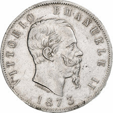 Italia, Vittorio Emanuele II, 5 Lire, 1873, Milan, Argento, BB, KM:8.3