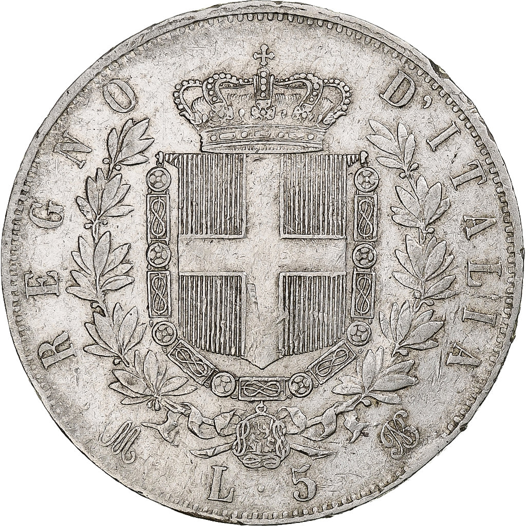 Italia, Vittorio Emanuele II, 5 Lire, 1873, Milan, Argento, BB, KM:8.3