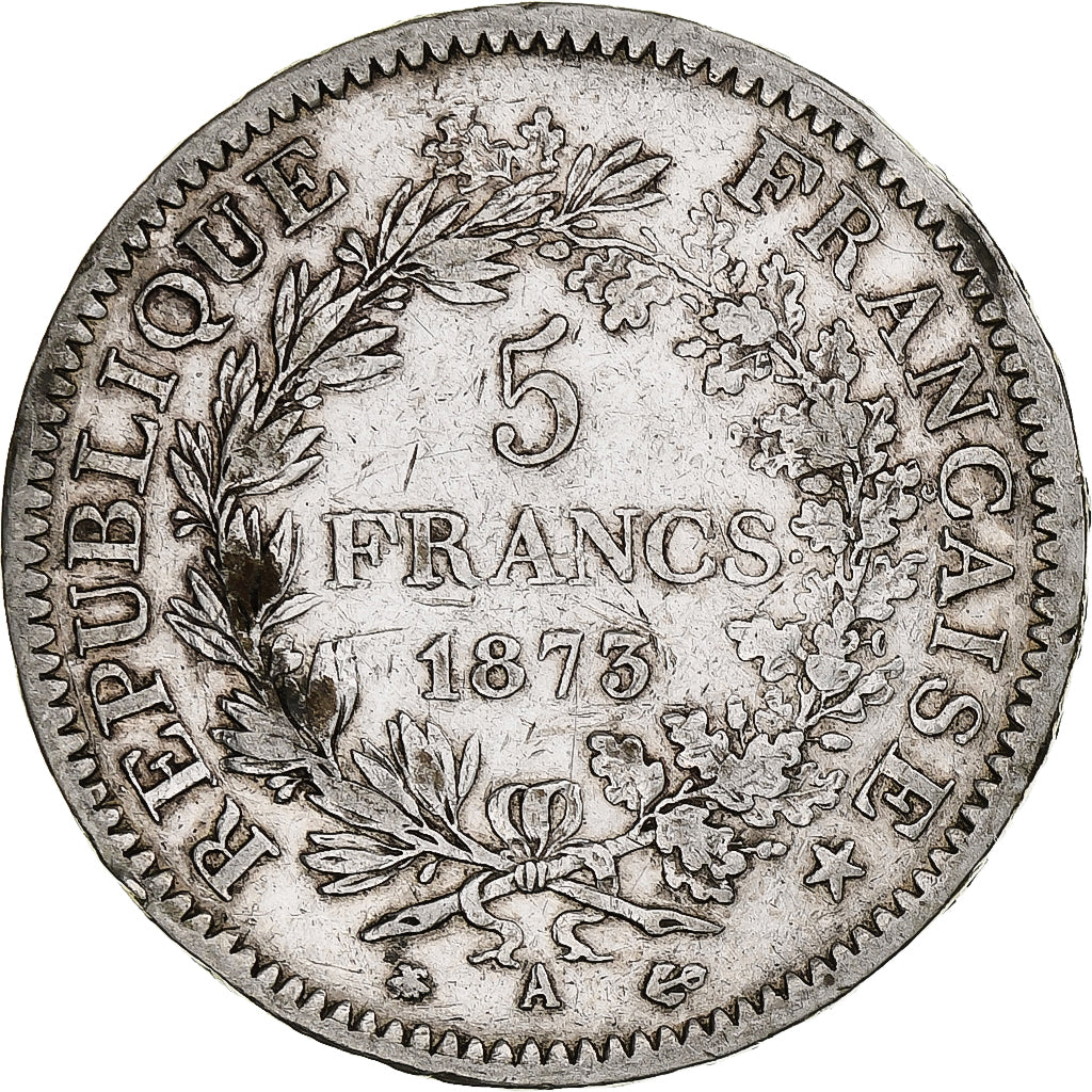 France, 5 Francs, Hercule, 1873, Paris, Silver, VF(30-35), Gadoury:745a