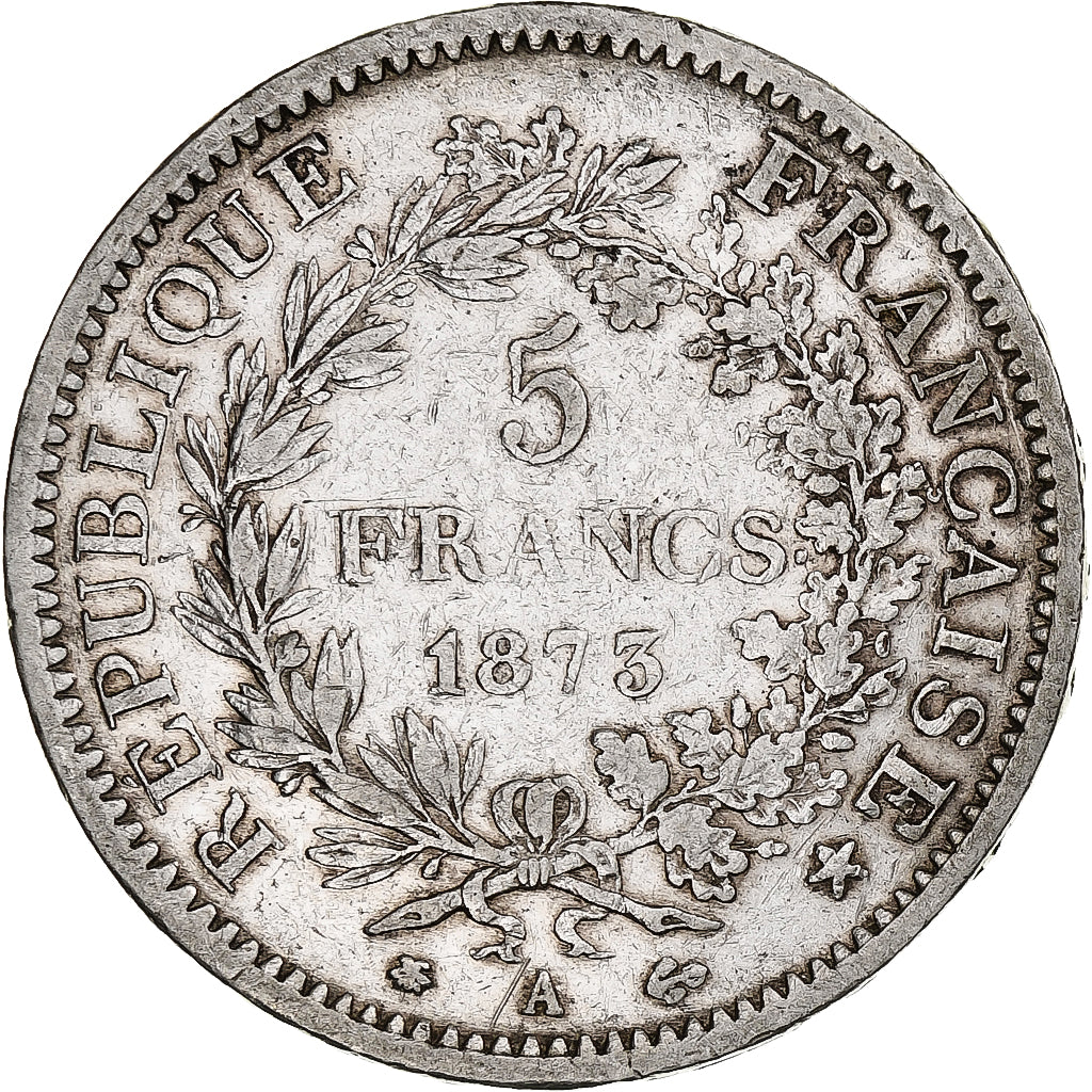 France, 5 Francs, Hercule, 1873, Paris, Silver, VF(30-35), Gadoury:745a