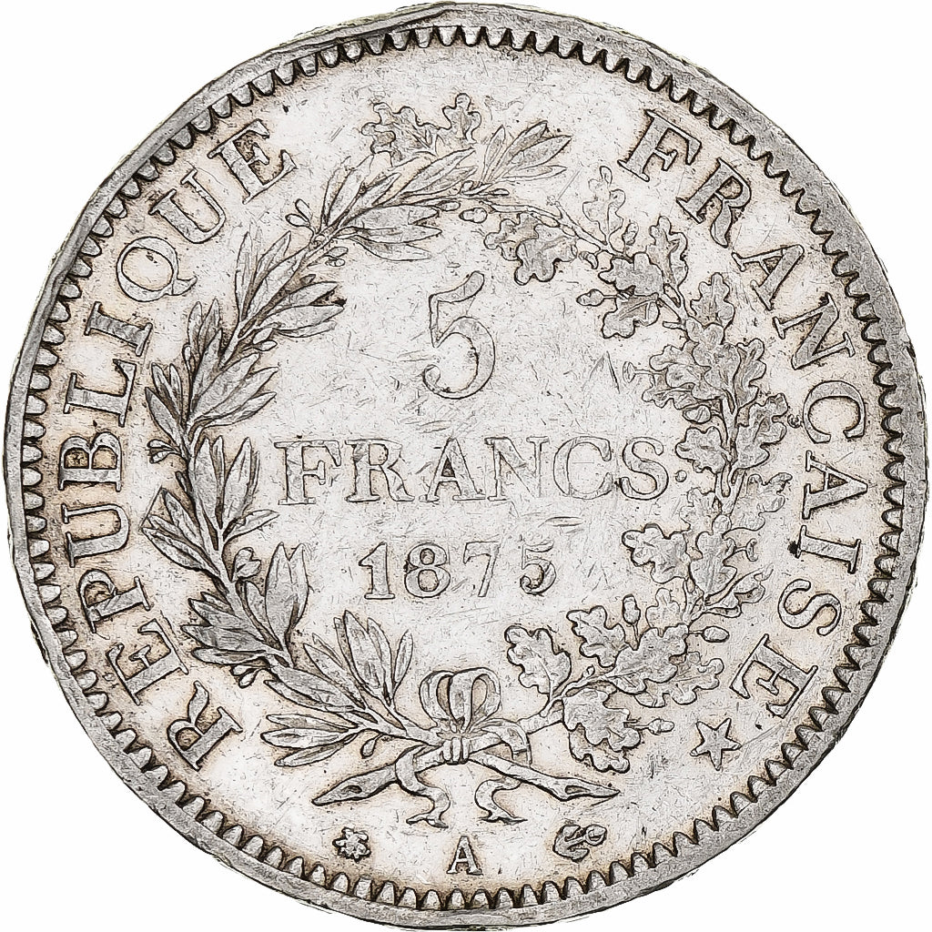 France, 5 Francs, Hercule, 1875, Paris, Silver, EF(40-45), Gadoury:745a