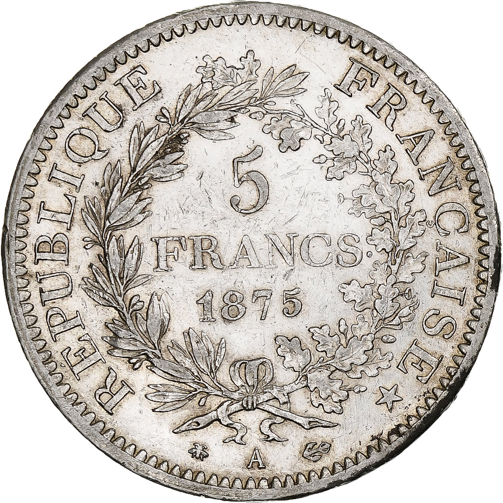 France, 5 Francs, Hercule, 1875, Paris, Silver, EF(40-45), Gadoury:745a