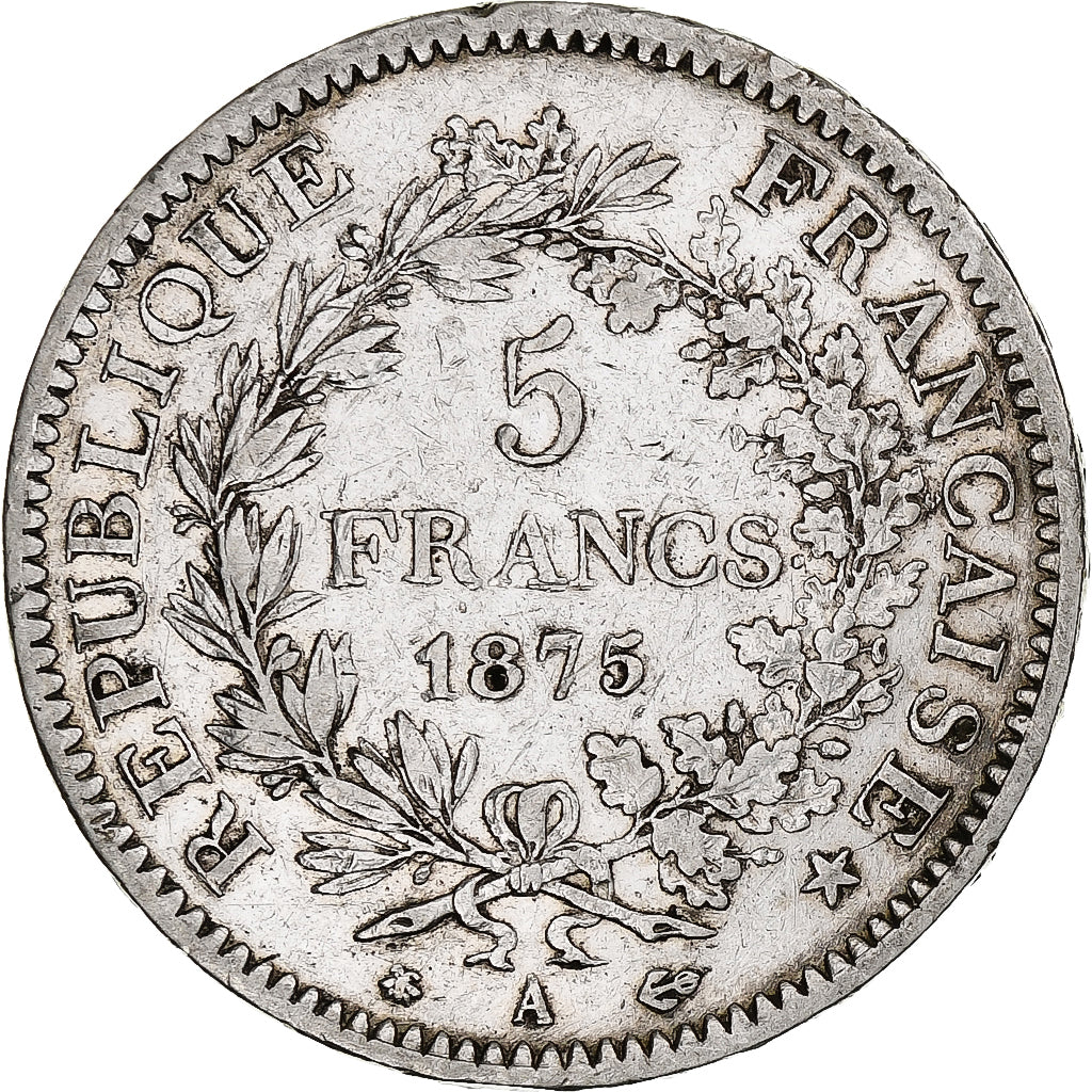 Frankreich, 5 Francs, Hercule, 1875, Paris, Silber, S+, Gadoury:745a, KM:820.1