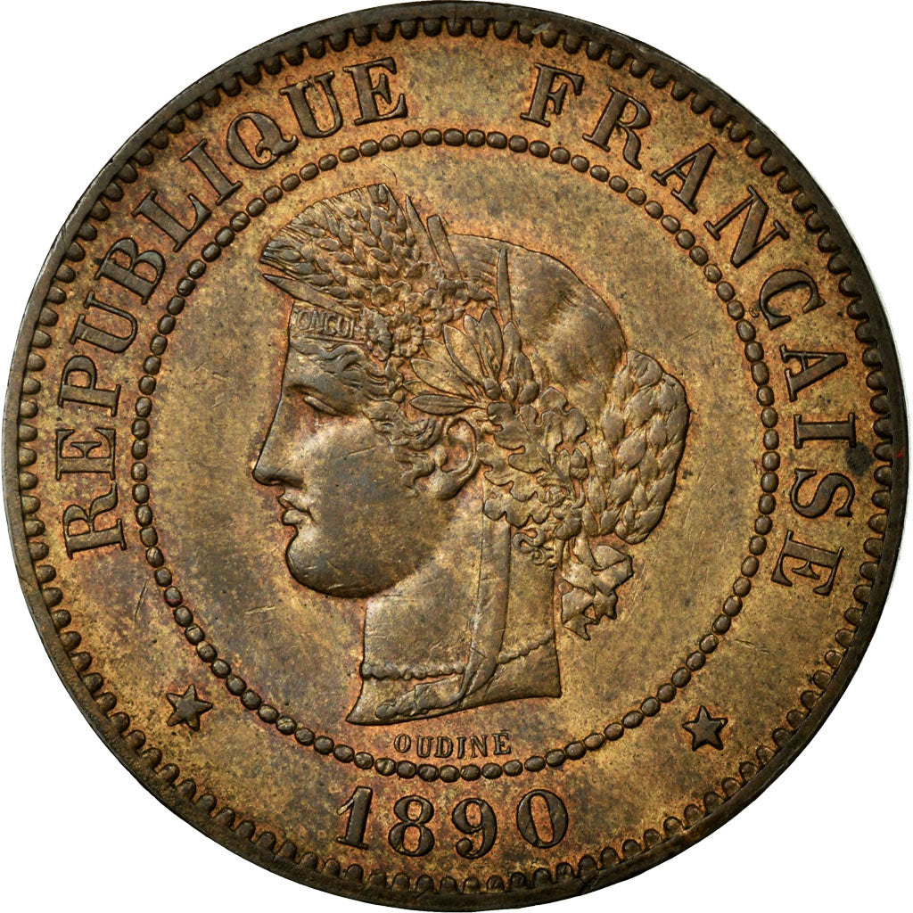Coin, France, Cérès, 5 Centimes, 1890, Paris, MS(60-62), Bronze, KM:821.1