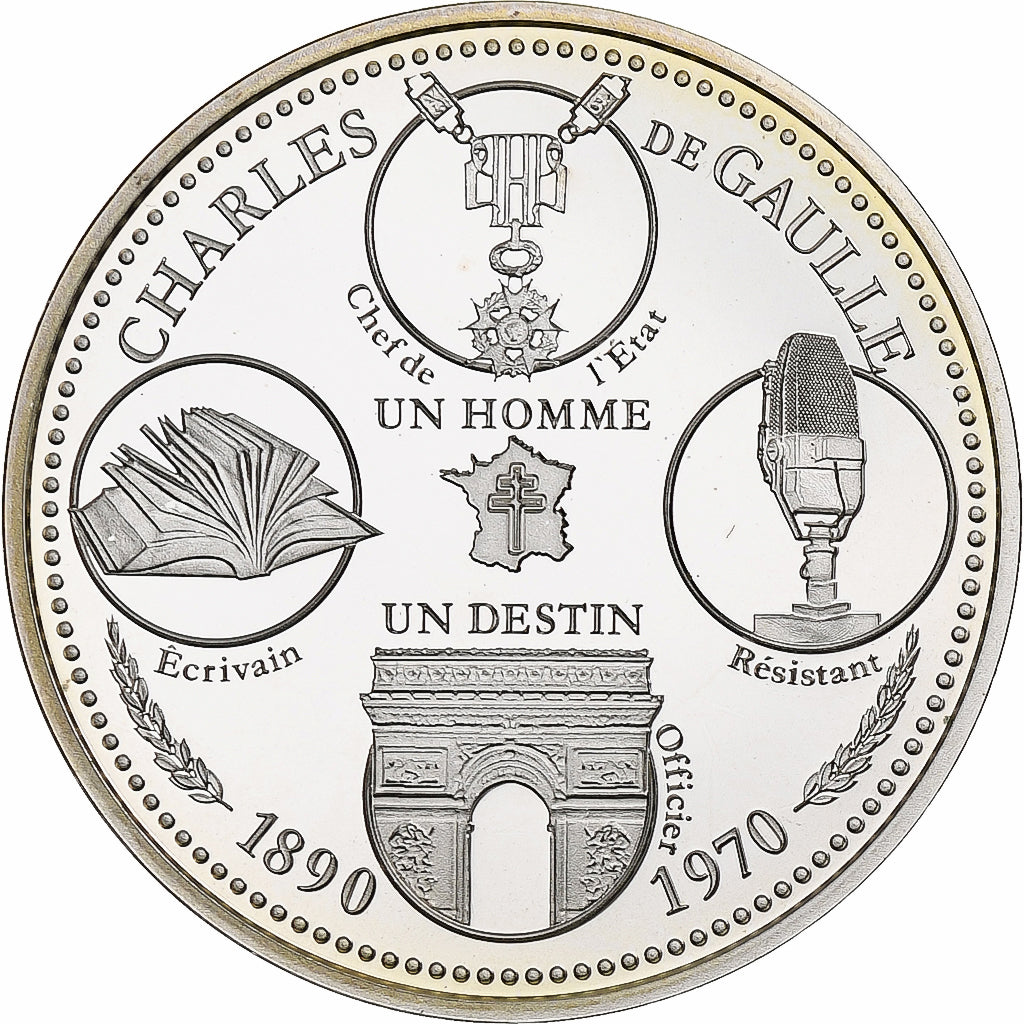 France, Medal, Général De Gaulle, 1890-1970, Silver, Proof, MS(65-70)