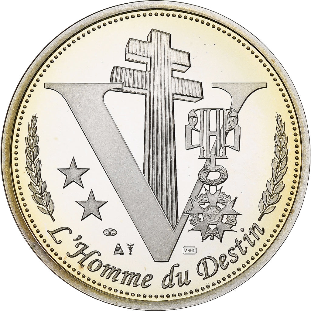 France, Medal, Général De Gaulle, 1890-1970, Silver, Proof, MS(65-70)